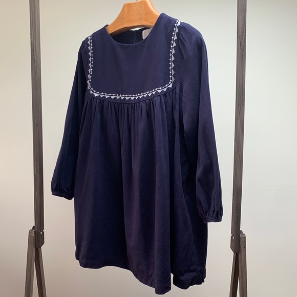 Baby Doll Smock Dress w/ Embroidered White Design - Picture 3 of 13